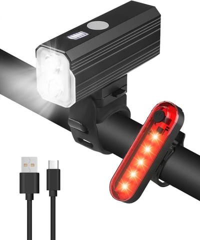 Upgrade Fietslichten 3000 Lumen - IPX4 Waterdicht met Power Display - Oplaadbare LED Verlichting voor Voor en Achter