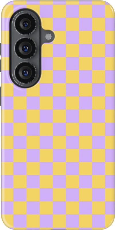 Design Hoesje Samsung Galaxy S26 | Geschikt Voor Mag | Tiny Squares Checkered Print | Backcover Samsung Galaxy S26 Lilac Lemonade