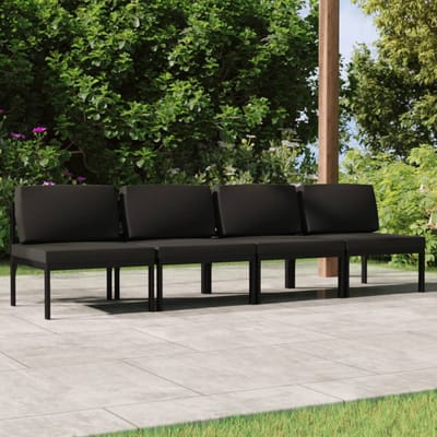 vidaXL - Tuinbank - 4-zits - met - kussens - aluminium - antracietkleurig