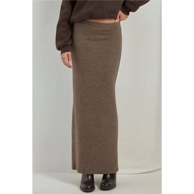 Elastische Taille Zachte Textuur Rok met Split