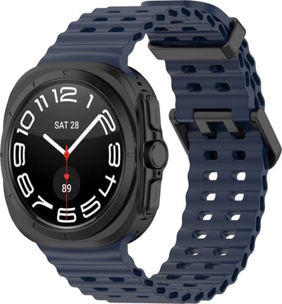Strap-it Ocean siliconen smartwatch bandje - geschikt voor de Samsung Galaxy Watch Ultra 2 (2026) / Ultra (2024/2025) - donkerblauw