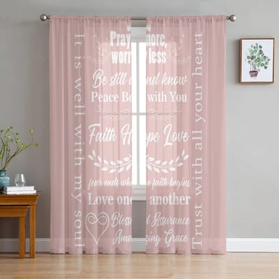 Roze Cadeau Tekst Transparant Gordijn voor Woonkamer Hal Muur Aankleding Home Raam Benodigdheden Pop Print Tule Gordijnen 135W x 114H(cm) gray