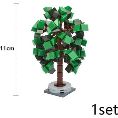 MOC Creatieve Assembleer Plant Boom Stad Bakstenen Kleurrijke Den Met Basisplaat Planten Blokken Kerst Speelgoed Cadeau black