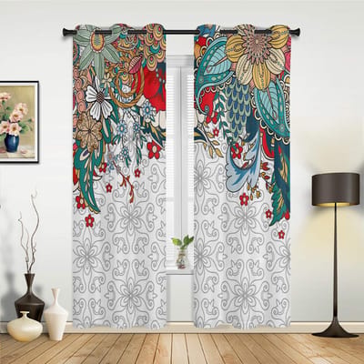Boho Abstracte Bloem Plant Raamgordijnen voor Woonkamer Slaapkamer Gordijn Modern Keuken Jaloezieën Drapes Gordijnen 135W x 60H(cm) x1 gray