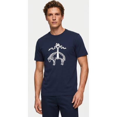 Brooks Brothers Cotton T-shirt Open Blue Maat: XXL | T-shirts met Print Outlet | Heren | Blauw