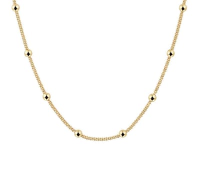 YO&NO - Ketting - Zilver verguld - Getordeerd -  Bolletjes -  3,0 mm - 40 + 4 cm - Sieraden vrouw -  Zilver 925