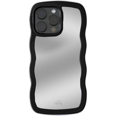 xoxo Wildhearts Wavy mirror case Black telefoonhoesje - Geschikt voor iPhone 13 Pro Max - Golvend spiegelhoesje - Wolken hoesje - Schokbestendig - Cloud case - Silicone case met spiegel - Zwart