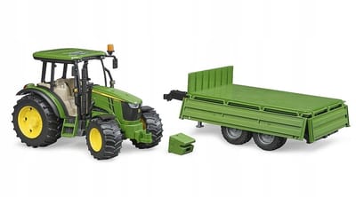 Bruder John Deere Traktor 5115M met Kipbare Aanhanger 1:16