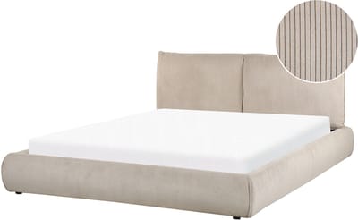 VINAY - Tweepersoonsbed - Taupe - 160 x 200 cm - Corduroy