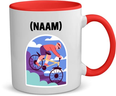 Akyol - mountainbike met eigen naam koffiemok - theemok - rood - Sport - mountainbiker - sport - 350 ML inhoud
