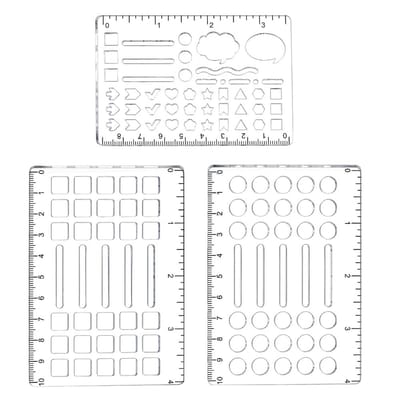 Dailygoods- Dagboeksjablonen 3 stuks - Acryl Stencils - Herbruikbare Sjablonen - Teken/Schildersjablonen - Compacte Maat 64x94mm - Vierkant Raster
