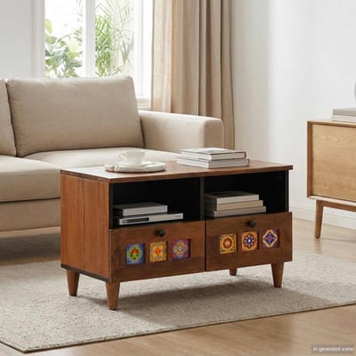 vidaXL - Salontafel - met - lade - Bruin - 80 - x - 54 - x - 40 - cm - Massief - Mango - Hout