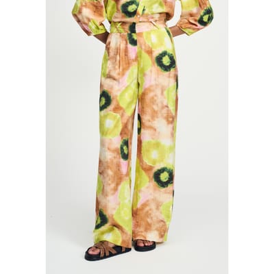 POM Amsterdam Pants - Summer Bliss Lime Maat: 34 | Wijde Broeken Outlet | Dames | Bruin