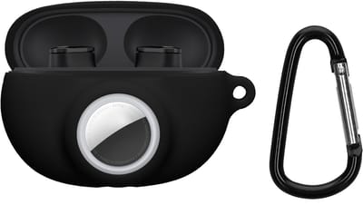 kwmobile oordopjes case geschikt voor Beats Studio Buds hoesje - Oortjes cover met AirTag houder - In-ear koptelefoon hoes - Silicone in zwart
