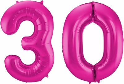30 jaar verjaardag - Folie ballon cijfers - roze - 88 cm - versiering - feestartikelen