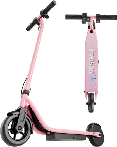 Stay-on Ladped Roze - Elektrische kinderstep - 15 km/h - Max. 15 km - NL handleiding