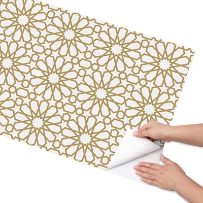 Coloray Meubel Wrap Folie - Beige Meubelfolie - 65x130 cm - Decoratiefolie Zonnig mozaïek - Meubel Wrap Folie - Geometrische Meubelfolie - Plakfolie Meubels - Keuken decoratie - Geometrie