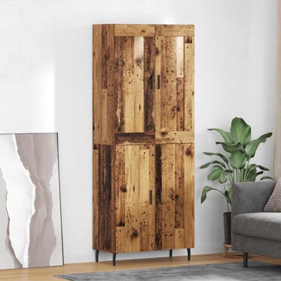 vidaXL - Highboard - 2 - st - Oudhout - 69,5 - x - 34 - x - 180 - cm - Bewerkt - hout