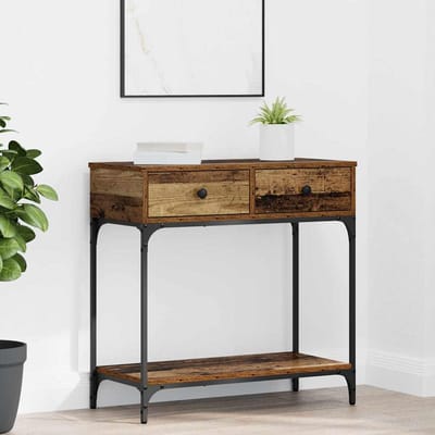 vidaXL - Wandtafel - Oud - hout - 75 - x - 34,5 - x - 75 - cm - Bewerkt - hout