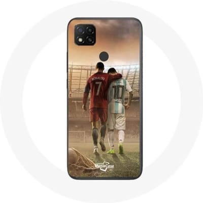 Hoesje - maniacase - Xiaomi Redmi 9C - Zwart - Flexibel - Cristiano Ronaldo Messi Goat