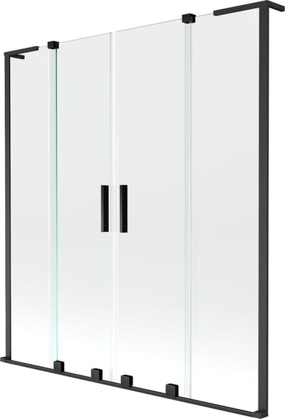 Mexen Velar L Duo badwand 2-delige schuifdeur 150 x 150 , transparant, zwart - 896-150-003-02-70