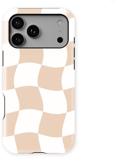 Checkered Warp Hoesje geschikt voor iPhone 17 Pro | Geschikt Voor Mag | Uniek Design Hoesje | Beschermhoes geschikt voor iPhone 17 Pro Linen Grid