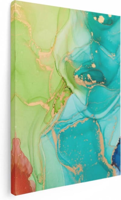 Artaza Canvas Schilderij Marmer Abstract - 30x40 cm - Klein - Wanddecoratie Groen - Muurdecoratie Blauw - Kamer Accessoires