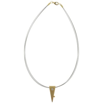 Behave - Ketting dames goudkleur zilverkleur - Bi-color met punt hanger - 40 cm