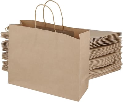 Grote papieren geschenkzakken met handgrepen - 40 stuks, 32 x 11 x 25 cm, ideaal voor feesten, bruiloften en verjaardagen