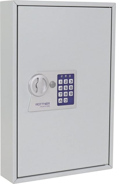 Rottner Sleutelkast S 64EL met elektronisch slot voor 64 sleutels - Automatische sluiting - 45x38x8 cm - gratis 64 sleutelhangers