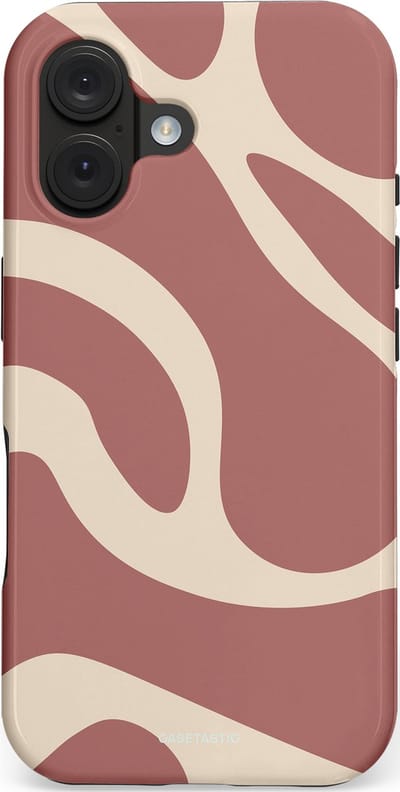 Casetastic Hoesje Geschikt voor Apple iPhone 16 Magsafe - Stijlvolle Beschermende Duo-layer Case - Terracotta Mediterranee Golven