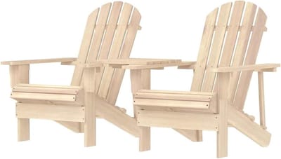 Adirondack Tuinstoel met Tafel - Houten Stoel Balkon - Buiten Ontspannen - Ergonomisch Comfort