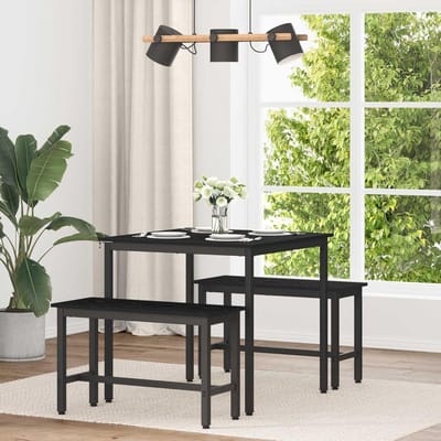 Eettafel Rechthoek - Keukentafel - Samen Eten - Duurzaam Houtblad - 80 x 80 cm - Zwart Frame