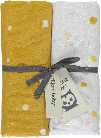 Briljant Baby Multidoek Hydrofiel XL Sunny - Swaddle - Inbakerdoek - 120 x 120 - Oker - 2 Stuks