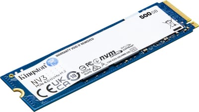 Kingston NV2 SSD - 500GB - M.2 NVMe - PCIe Gen 4.0 x4 - Leessnelheid 5000 MB/s - Schrijfsnelheid 3000 MB/s - 3D NAND