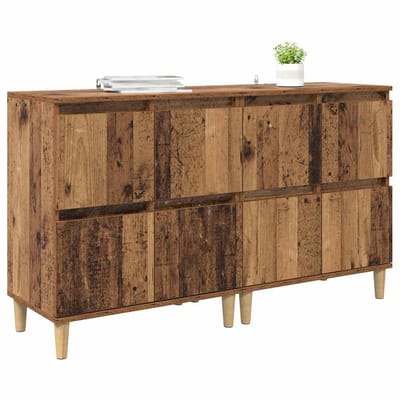 vidaXL - Dressoirs - 2 - st - Oud - Hout - 60 - x - 35 - x - 70 - cm - Bewerkt - hout