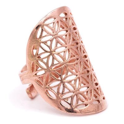Ring bloem des levens messing koperkleur (3x2 cm)