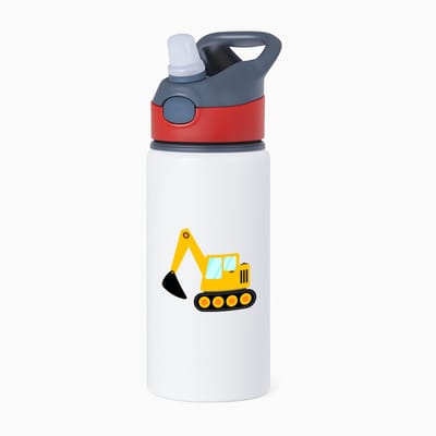 Hacebo® - Shovel waterfles met rietje rood - Trekker - Bouwmeester - Werken in de bouw - bouwer - bouwvakarbeider - klusjesman - water fles - 650ML
