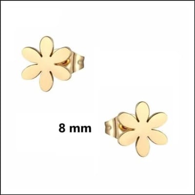 Aramat Jewels | Oorbellen | Stalen Oorbellen Bloem - Perfect Cadeau! | Bloem-Goudkleurig-8mm | |7mm | Staal | Volwassenen | Verkleurd niet