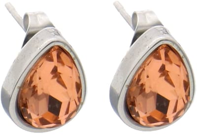 Oorbellen - RVS - studs kristal - 1,5 cm - bruin
