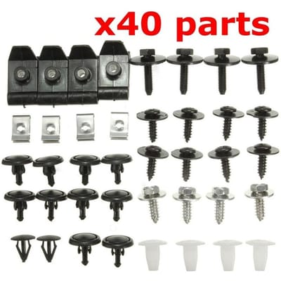 40 stuks gemengde motoronderbakafdekkingsclips bodemschildbeschermer metalen schroeven bouten black