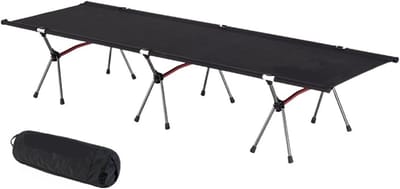 Opvouwbaar Campingbed - Lichtgewicht Ledikant - Outdoor Reizen - Snelle Installatie - 190x65x38 cm - Zwart