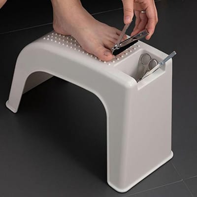 Pedicure Standaard - Voetensteun Bankje - Voetverzorging Thuis - Ergonomisch Ontwerp - 37.5x28x16.5 cm - Wit