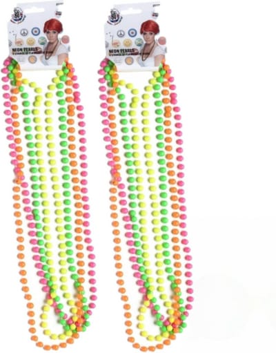 Smiffys - Hippie Flower Power thema dames verkleed multicolor 4x stuks kralen kettingen