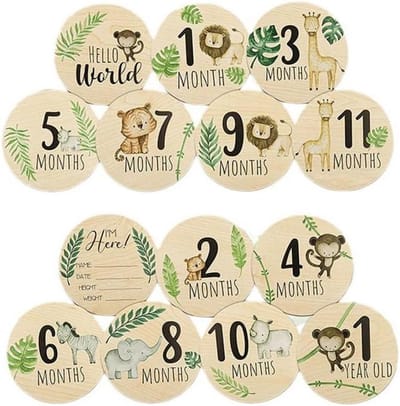 7 Mijlpalen Houten Mijlpaalkaarten Baby - Houten Schijven voor Geboorte Foto's en Babyshower Cadeau