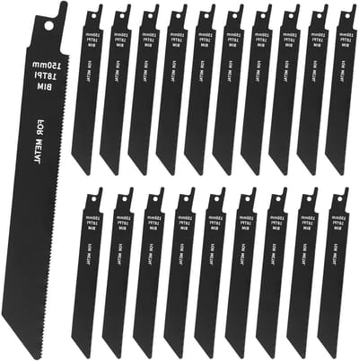 Set van 20 Bi-Metaal Zaagbladen van 150mm met 18TPI voor Hout, Metaal en Kunststof - Vervangingsbladen voor Reciprozaag