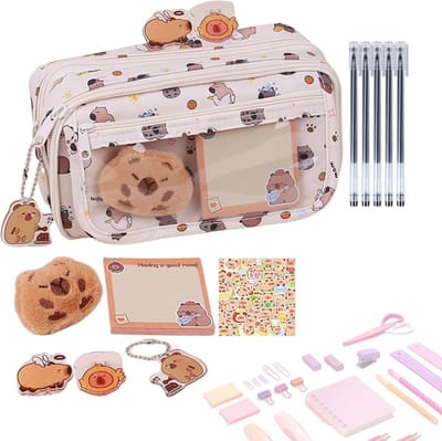 Leuk Etui - Pennenhouder Opberger - School & Cadeau - Compleet Met Accessoires - 22 x 13 cm - Meerkleurig