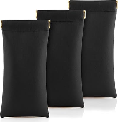 3 Stuks - Brillenkoker - 18.5*9 cm - Zwart - Zachte brillenkoker - Draagbare brillenkoker - Met knijp deksel - Antikras - PU leren brillenkoker - Opbergzak - Opbergdoos - Voor vrouwen en mannen
