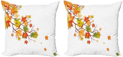 ABAKUHAUS Fallen Kussenhoes – 2x45x45 cm – Dubbelzijdig bedrukt – Multicolor geel/oranje