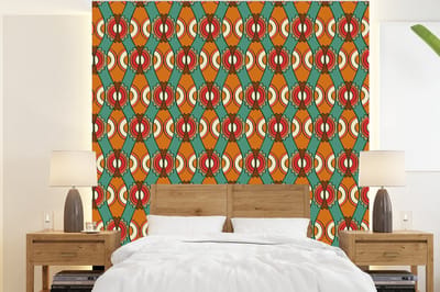 Behang - Fotobehang Design - Retro - Oranje - Abstract - Breedte 220 cm x hoogte 240 cm